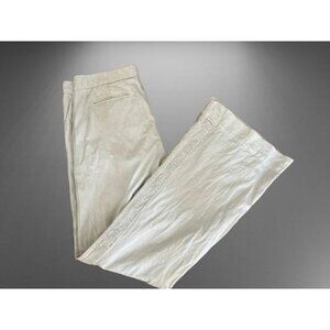 James Perse Bell Bottom Pants High Rose Velvet Stripe Cotton Off-White/Gray Size